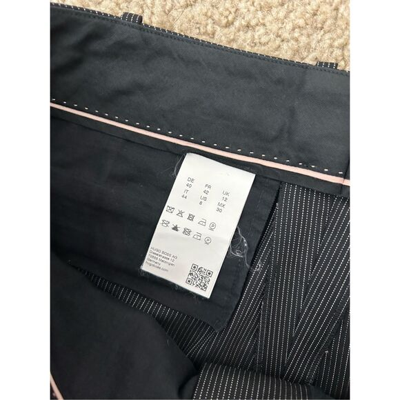 Hugo Boss Virgin Wool Black White Stripe Straight Leg Pants, Size 8, MSRP $278 - Picture 3 of 8